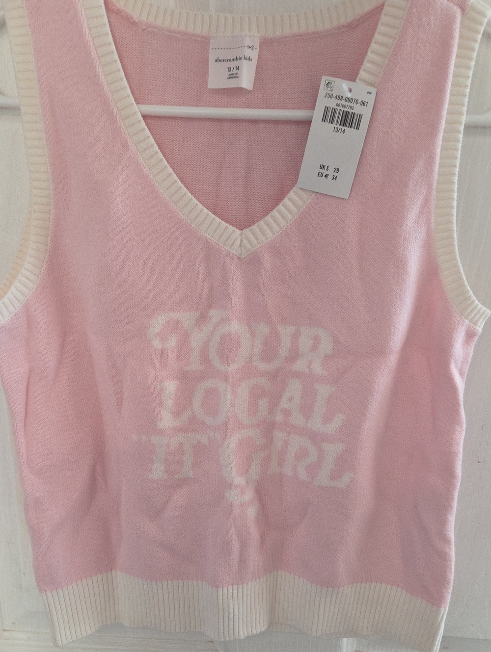 Abercrombie & Fitch Pink Knit Sleeveless V-Neck Tank Sz 13/14